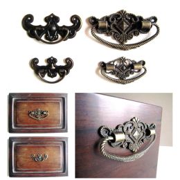 6pcs Antique Brass Bronze Jewelry Box Drawer Cabinet Cupboard Handle Pull Knob Flower Bat Shape