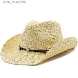Wide Brim Hats Bucket Hats Panama Hat Summer Sun Hats for Women Man Hollow Out Beach Straw Hat for Men UV Protection Cap Chapeau Femme Girl Cowboy Hat Y240409