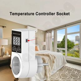 EU Temperature Controller Digital Plug-in Thermostat Switch Socket Support Heating Cooling Day/Night Control With 2m Sensor