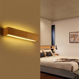 Modern Nordic Style Led Wall Lamps Oak Wooden Solid Wood Creativity Wall Lights Dressing Mirror Bedroom Bathroom Bracket Lamp