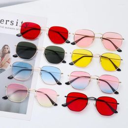 Sunglasses UV400 Glasses Metal Frame Eyewear For Men And Women Sun Polygon Mirrored Lens Small Square