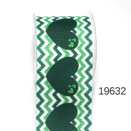 Printed Grosgrain Ribbons for Hair Bows, St. Patrick's Day, Handmade Material, DIY, 5 Yards, 19632