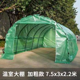750x300x220CM Greenhouse For Garden Outdoor Tomato Flower Plant Keep Warm Cover PE Plastic Roll-up Zipper Durable Shed Iron