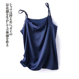 French Lace Real Silk Suspender Tank Women's Silk Acetic Acid Satin Surface Paired With Suit Temperament Sweet Fragrant Style
