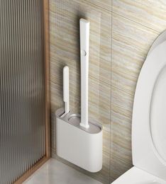 Wall Hanging TPR Toilet Brush Holder Set Silicone Bristles Bathroom Cleaning Clean Corner6941375