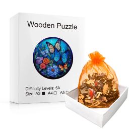 Blue Butterfly - Advanced Player Wooden Puzzle - Creative Multiple Special Shapes, Creative Gifts For Kids, Birthday Gifts