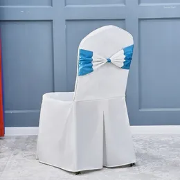 Chair Covers 1 Piece High Quality Solid Colour Dining Cover Bow Thick Elastic Skirt Wedding El Banquet Decoration