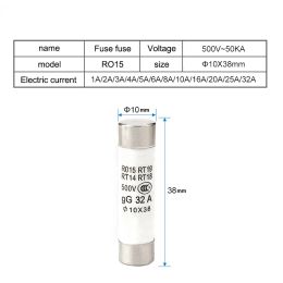 10Pcs 10*38 Fast Blow Ceramic Fuse 10x38mm Fuse 500V 2A 4A 6A 10A 16A 20A 25A 32A RO15 RT19 RT14 RT18