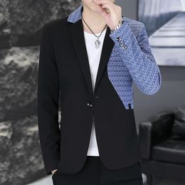 Men's Suits High Quality Fashion Handsome Korean Version Business Spring Suit Slim-fit Patched-color Small