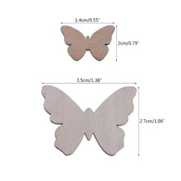 50pcs Cut Wood Butterfly Embellishment Wooden Shape Craft Wedding Decor B0KB