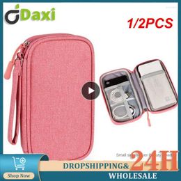 Storage Bags 1/2PCS Data Cable Portable Earphone Organizer Digital Gadget Carry Case Double Layer USB Hard Disk