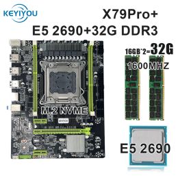Motherboards KEYIYOU X79Pro motherboard Set LGA 2011 V1 V2 with 32GB 1600MHZ DDR3 ECC REG RAM XEON kit Xeon E5 2690 CPU LGA 2011 X79 Kit