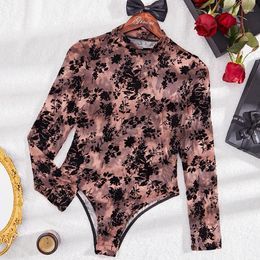 Women's Shapers Mesh Tight Jumpsuit Temptation Underwear Hollow Out Sexy Pure Desire Flower Perspective Top Body Women