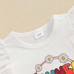 Clothing Sets Born Baby Girl Summer Clothes Cute Daisy Print Sleeve Romper Ruffle Shorts Headband Set Infant 3Pcs Outfits