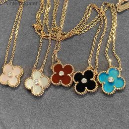 Top Luxury Fine Women Designer Necklace Vancefe High Version v Gold Clover Necklace Female Fritillaria Diamond Necklace Designer High Quality Choker Necklace