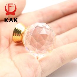 KAK 30mm Crystal Glass Knobs Cabinet Handles Colourful Crystal Ball Cupboard Pulls Drawer Knobs Kitchen Furniture Handle Hardware