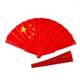 Decorative Figurines Foldable Pentagram Hand Fan Chinese Flag Handheld Fans Festival Rave Gift Craft Po Shoot Dance Party Club Decor