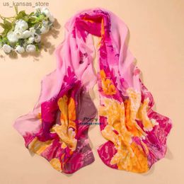 Scarves new arrival spring and autumn chiffon women scarf Print geometric pattern design long soft silk shawl240409