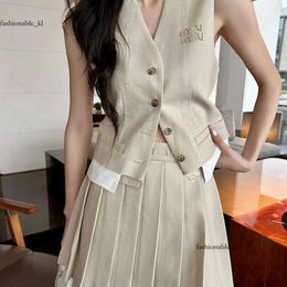 miu Casual miui bag Dress for Women Letter Embroidery Horse Jacket Two-piece Spring Summer Women New Thin Pleated Skirt Suit Dresses mui mui 869