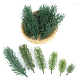 Decorative Flowers 10/20pcs 4.5/6/8/10/12/13.5cm Artificial Pine Needles Branches Christmas Wedding Home Decorations DIY Xmas Tree Wreath