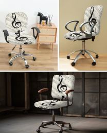 Music Notes Sheet Vintage Elastic Armchair Computer Chair Cover Stretch Removable Office Chair Slipcover Split Seat Covers