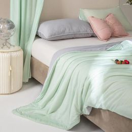 Blankets Solid-color Cooling Ice Silk Quilt Soft Skin-frinedly Sleeping Blanket For Office