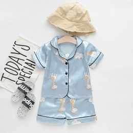 Sleepwear Baby Toddler Clothes Pyjamas Girl Set T Kids Shirt Boys Shorts Cartoon Outfits T3 240325
