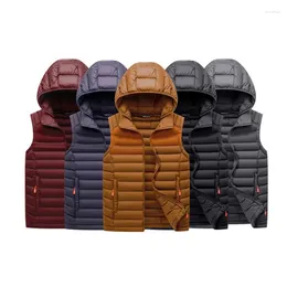 Men's Vests Autumn Winter Sleeveless Vest Jacket Hooded Zipper Fashion Cotton-Padded Coats Men Casual Warm Waistcoats
