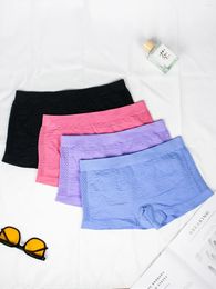 Women's Panties 4PC Floral Textured Shorts Soft Comfortable Sports Underwear And Lingerie High Quality Elastic