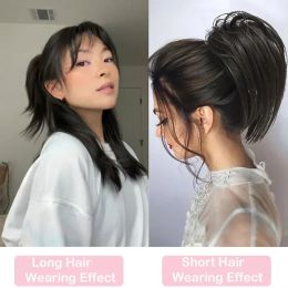 Synthetic Fountain Ponytail for Women Short Straight Half-tied High Ponytail Hair Extensions 12'' Waterfall Hairpiece Horse Tail