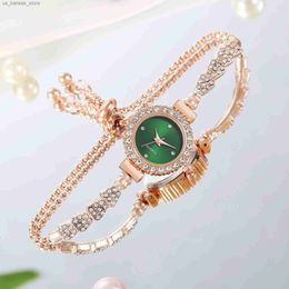 Wristwatches 2023 New Fashion Rhinestone Dial Ladies Quartz Women Simple Luxury Bracelet Wristes Relogio Feminino Relojes240409