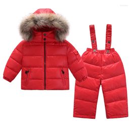 Down Coat 2024 Winter Children's Jacket Fashion Thickened Boys And Girls Baby Suit Sets Can Open Crotch Pants