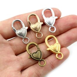 10pcs 26x19mm Gold Silver Plated Colourful Heart Jewellery Findings,Lobster Clasp Hooks for Necklace Bracelet Chain DIY Making