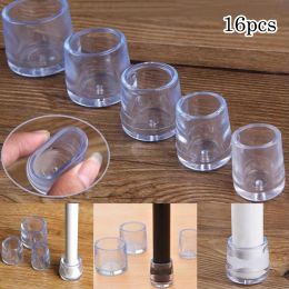 16Pcs 16/19/25/30mm Chair Leg Caps Rubber Feet Protector Pads Non-slip Transparent Table Covers Furniture Levelling Feet Decor