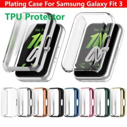 Plating Case For Samsung Galaxy Fit 3 Samrt Watch Strap Full Coverage Bumper TPU Protective Cover Accessories Screen Protector F