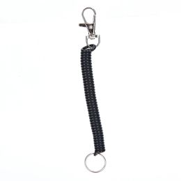 2Pcs Plastic Black Retractable Spring Coil Spiral Stretch Chain Keychain Key Ring For Men Women Key Holder Keyring Gifts