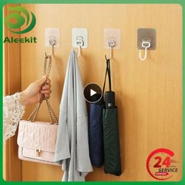 Hooks Kitchen Wall Hanger Hole Free Hanging Key Holder Towel Rack Oil Proof Dustproof Storage Hangers Adhesive Traceless Hook