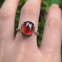 Cluster Rings 1pcs/lot Natural Garnet Ring Crystal S925 Sterling Silver With Diamonds Elegant Women's Jewellery Precious Accessories Gem