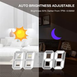 LED Digital 3D Wall Clock USB Electronic Clocks Alarm Date Temperature Automatic Backlight Table Desktop Clock Home Decor