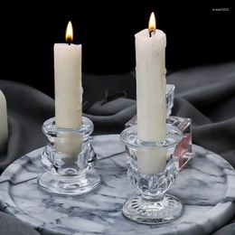 Candle Holders 10pcs Simple Glass Candlestick Base Romantic Table Pole Wax Holder Decoration Wedding Date Valentine's Day