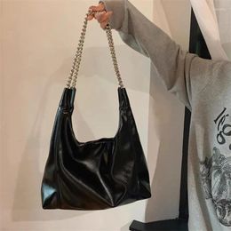 Shoulder Bags Chain Totes Handbags For Women Leather PU Bag Vintage Large Capacity Black Shopper Shopping School Student