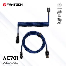 Accessories FANTECH Coiled cable AC701 1.8M Braided Cable and PET Mesh Double Sleeved TypeC Reversed Coil Cable for Mechanical Keyboard