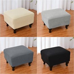 Chair Covers Big Size Foot Rest Cover Durable Stretch Spandex Ottoman Solid Colour Footstool Slipcover For Living Room Home