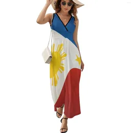 Casual Dresses Flag Of The Philippines Dress Kawaii Maxi Boho Beach Long High Waist Pattern Oversized Vestido