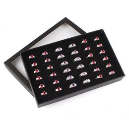 Earrings Jewellery Display Holder Organiser Practical Show Case Transparent Window PVC 36 Slots Ring Box Tray Storage Case