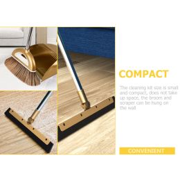 1 Set of Broom Dustpan Scraper Set Household Long Handle Cleaning Broom Scraper