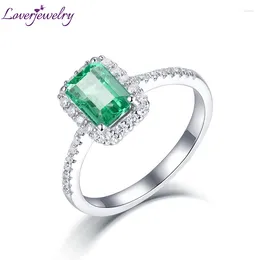 Cluster Rings LOVERJEWELRY 2024 Engagement Natural Emerald 18KT White Gold Diamonds Anniversary For Women Jewelry