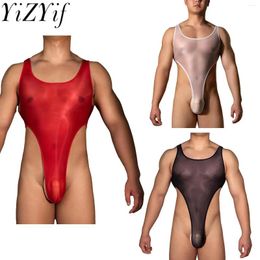 Women's Swimwear Mens Sexy Lingerie Bodysuit High Cut Bulge Pouch Jockstrap Leotard Sleeveless Gyms Workout Jumpsuit Wrestling Singlet