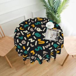 Table Cloth Fun Letter Round Tablecloth Colorful Letters Print Printed Cover For Banquet Christmas Party Fashion Polyester