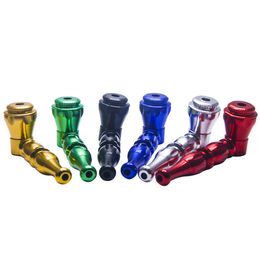 Colourful Smoking Pipes Aluminium Alloy Mini Herb Tobacco Smoking Tube With Cover Holder Portable Detachable Pipe Innovative Design Hot Cake